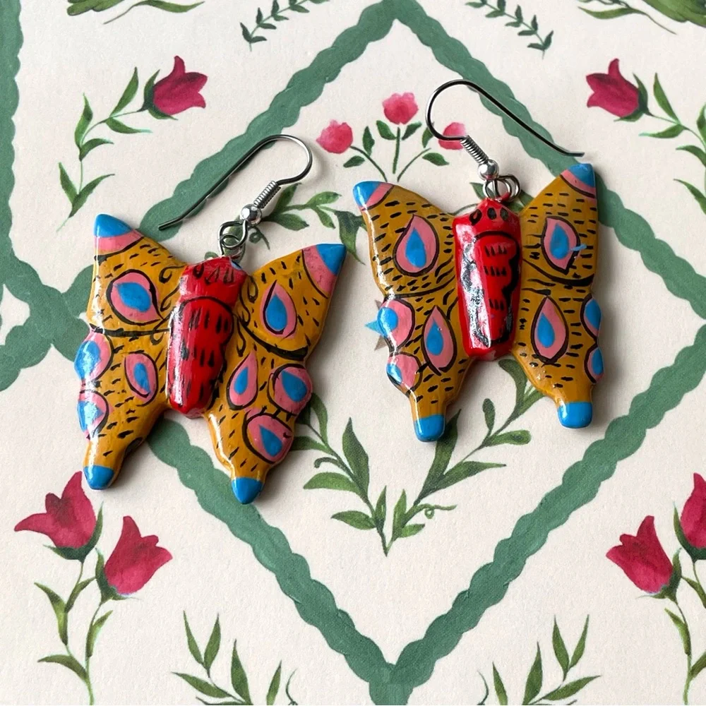 Lightweight lacquer butterfly dangle earrings wilderkind cute
